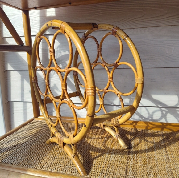 Vintage Rattan Bottle Rack - Picture 2 of 6